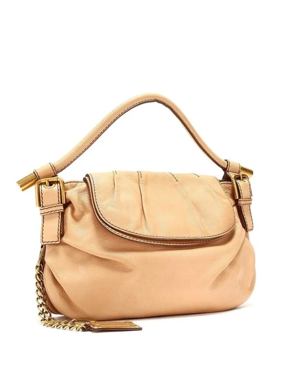 Dolce & Gabbana Pebbled Leather Top-Handle Bag in Light Beige